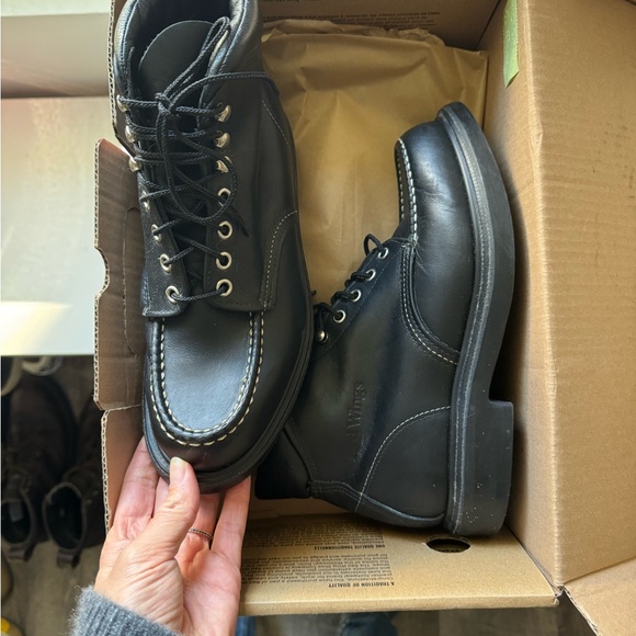 Vintage 2921 Black Chrome Moc Toe Leather Boots size 7D - Picture 3 of 14